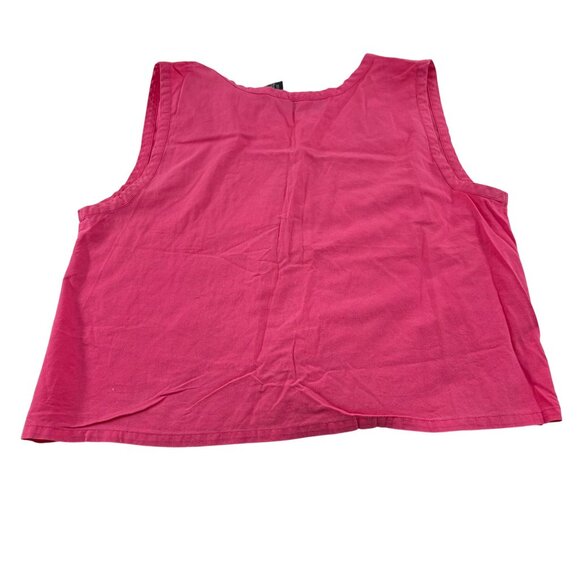 Juliano Pink Cotton Sleeveless Button Front Tank Top Large Vintage 90s Semi crop - Picture 4 of 4